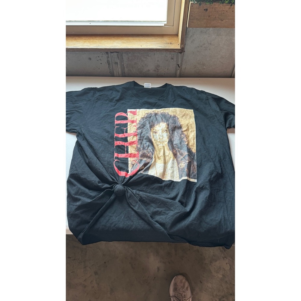 Cher Graphic T-Shirt Black Short Sleeve Cotton Crewneck Portrait Tee 3XL